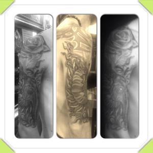 Views of Neil's tattoo of Tong Dee.