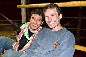 With Singto at the going-away party.